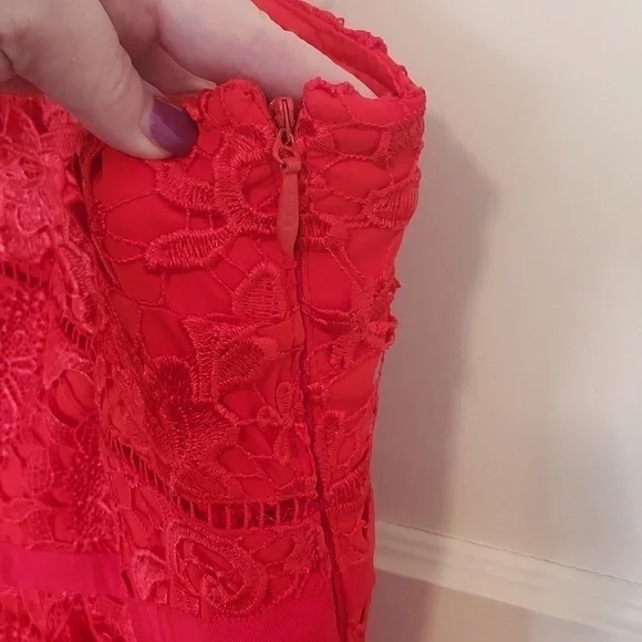 Ted Baker Valens Red Lace Midi Dress - Picture 10 of 12